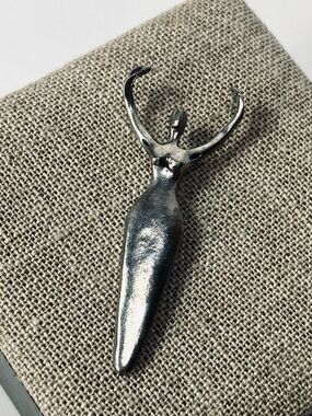 Silver Goddess Woman Figurine Necklace Pendant